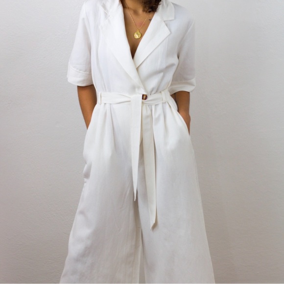 Anthropologie Pants - Firgun Linen Wrap Jumpsuit